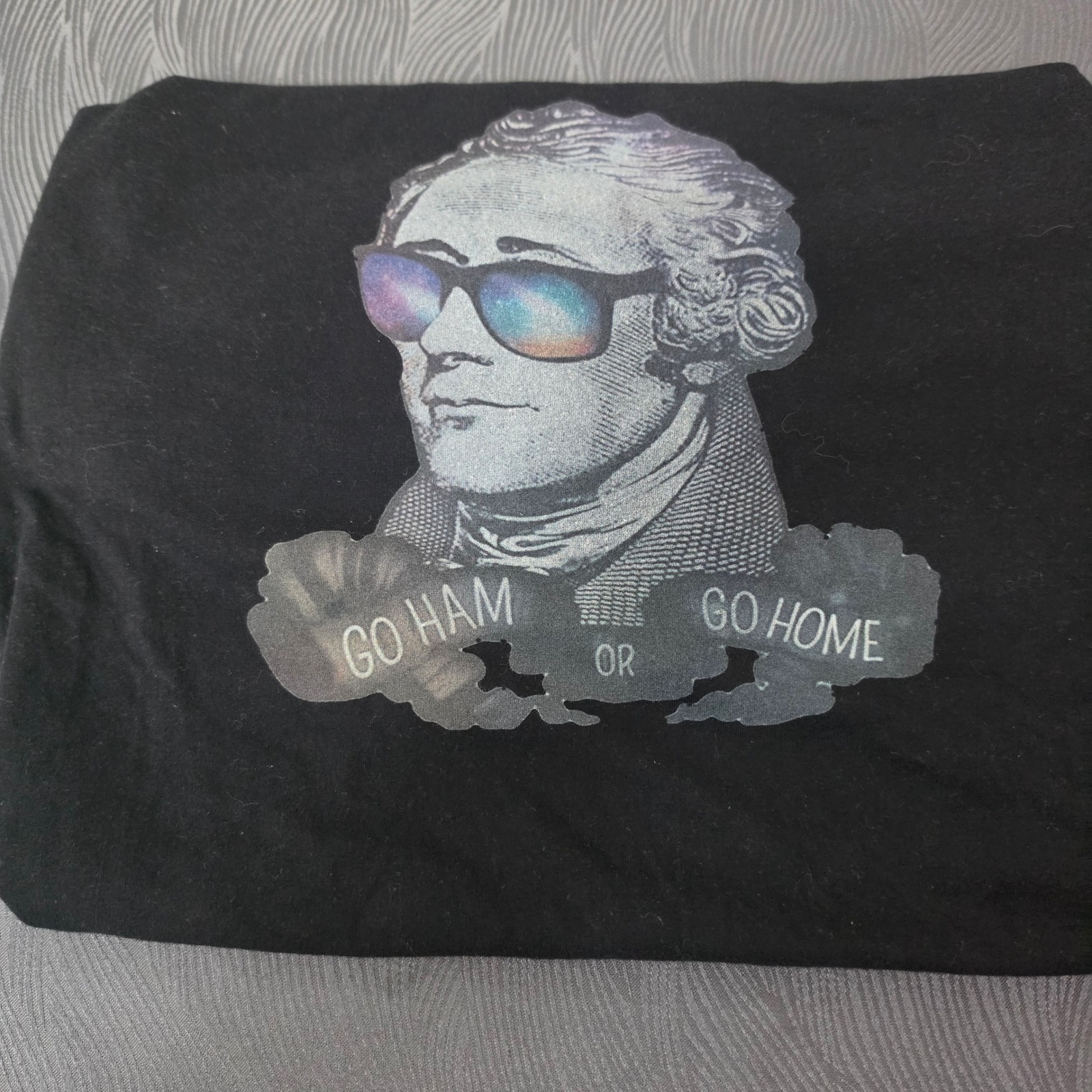 Gildan TShirt Mens Large Black Alexander Hamilton Go Ham Or Go Home Graphic